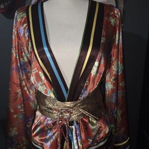 Floral Satin Kimono Robe